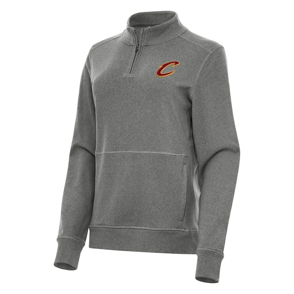 Heather Black Cleveland Cavaliers Antigua Women's Crush Quarter-Zip Fleece Sweatshirt sale | NBA