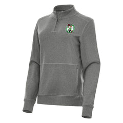 Heather Black Boston Celtics Antigua Women's Crush Quarter-Zip Fleece Sweatshirt | NBA