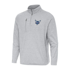 Heather Gray Charlotte Hornets Antigua Certain Quarter-Zip Tri-Blend Sweatshirt | NBA