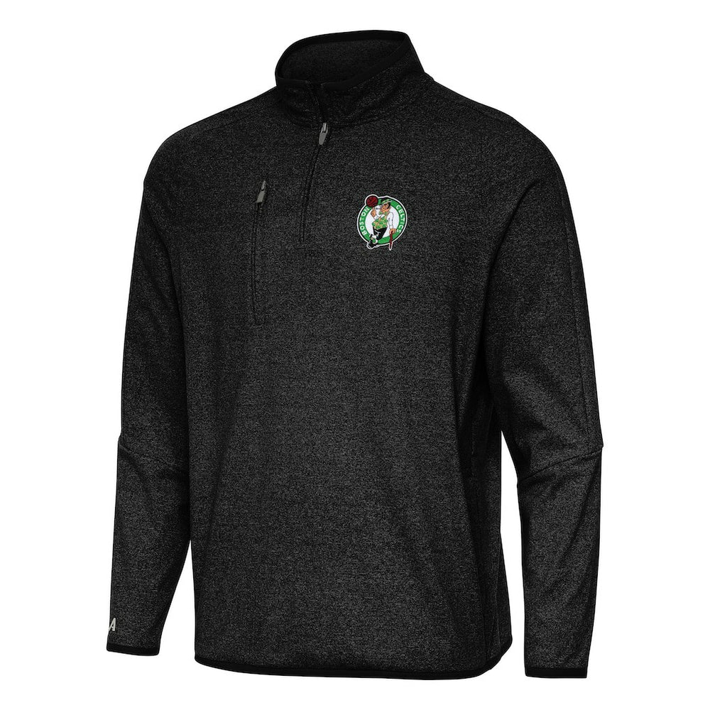 Heather Black Boston Celtics Antigua Certain Quarter-Zip Tri-Blend Sweatshirt | NBA