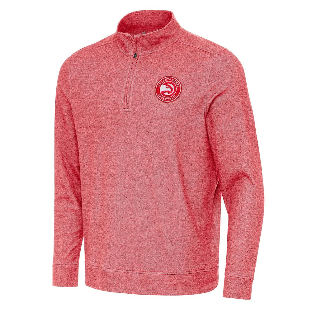 Heather Red Atlanta Hawks Antigua Subtle Quarter-Zip Sweatshirt | NBA