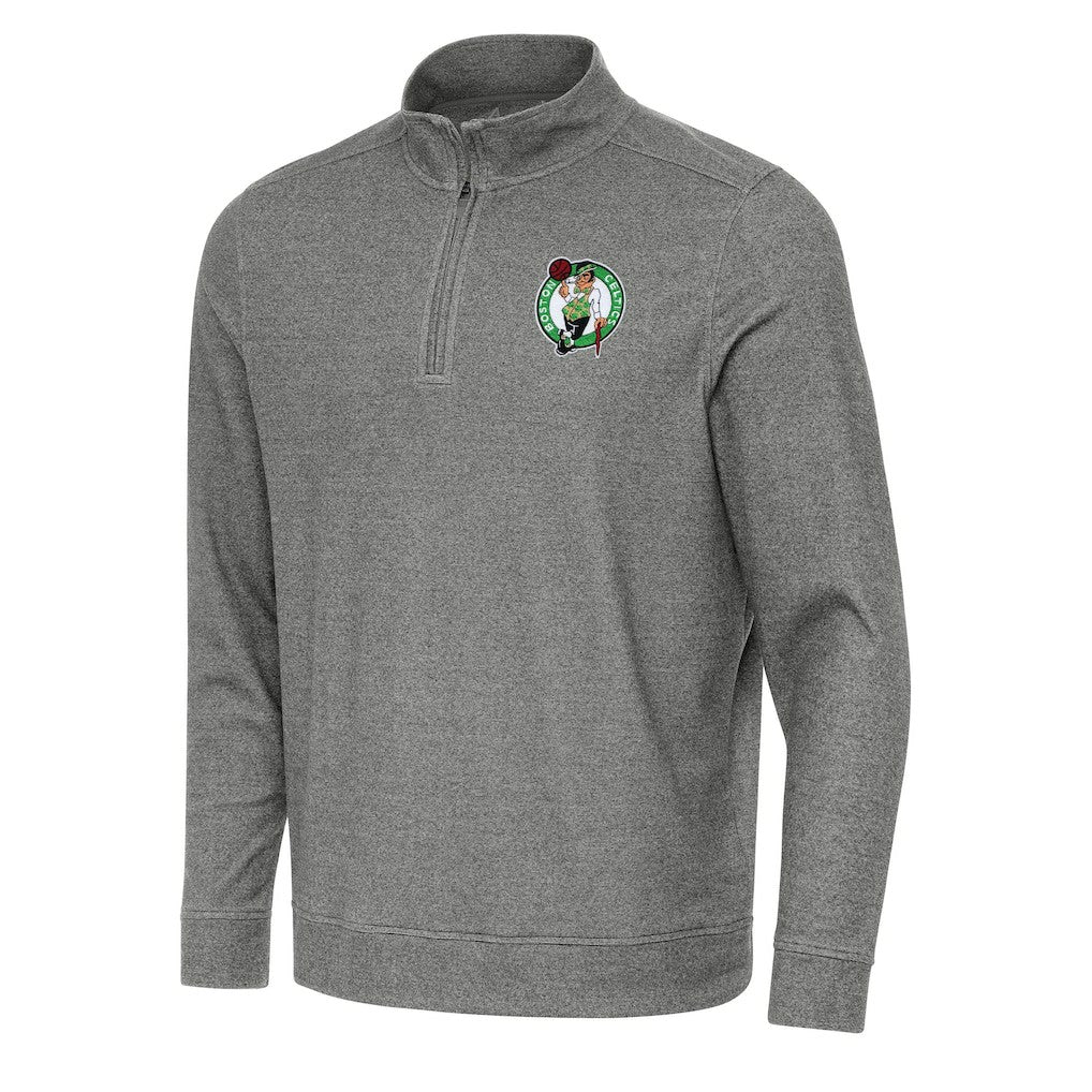 Heather Black Boston Celtics Antigua Subtle Quarter-Zip Sweatshirt | NBA