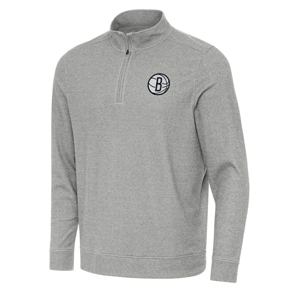 Heather Gray Brooklyn Nets Antigua Subtle Quarter-Zip Sweatshirt | NBA