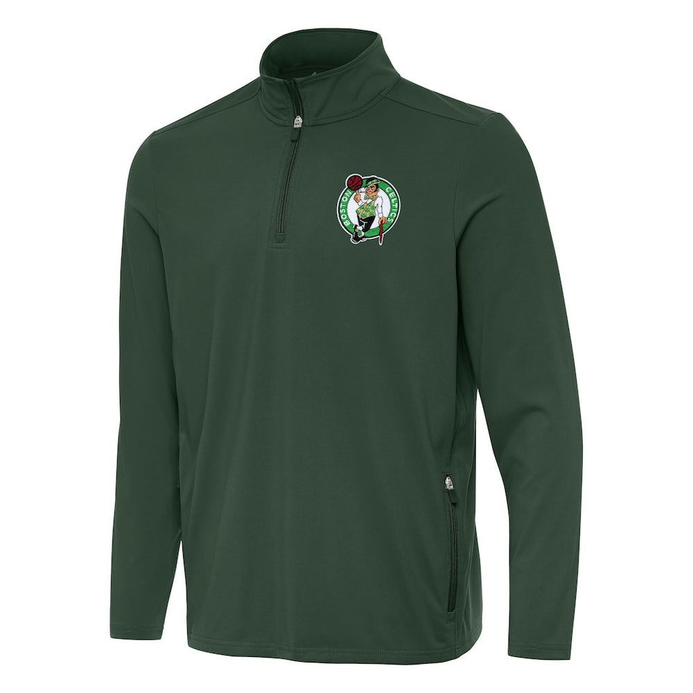 Hunter Green Boston Celtics Antigua Perilous Quarter-Zip Sweatshirt | NBA