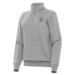 Heather Gray Brooklyn Nets Antigua Women's Victory Quarter-Zip Sweatshirt | NBA