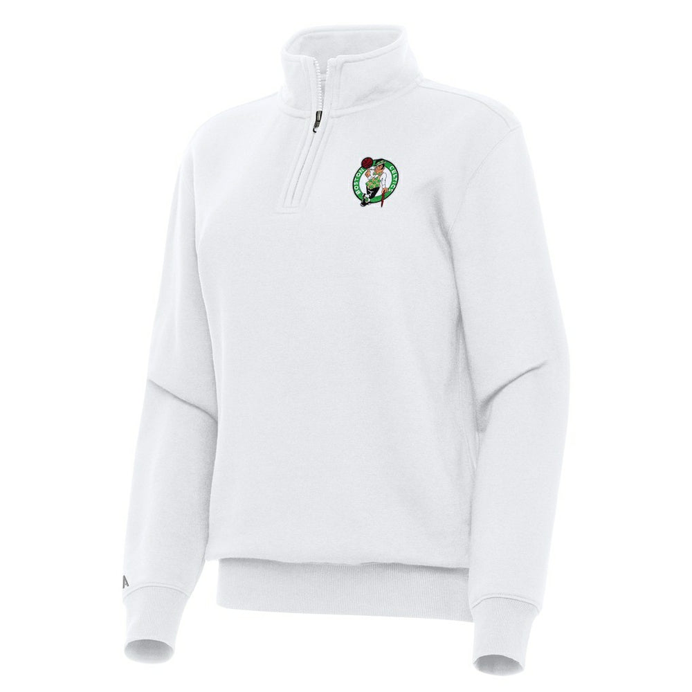 White Boston Celtics Antigua Women's Victory Quarter-Zip Sweatshirt | NBA