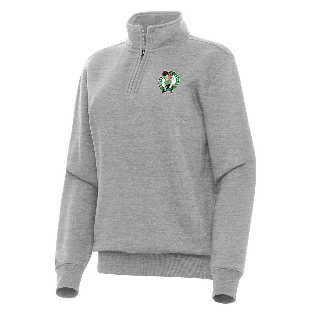 Heather Gray Boston Celtics Antigua Women's Victory Quarter-Zip Sweatshirt | NBA