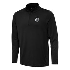 Black Brooklyn Nets Antigua Reprocess Quarter-Zip Top | NBA