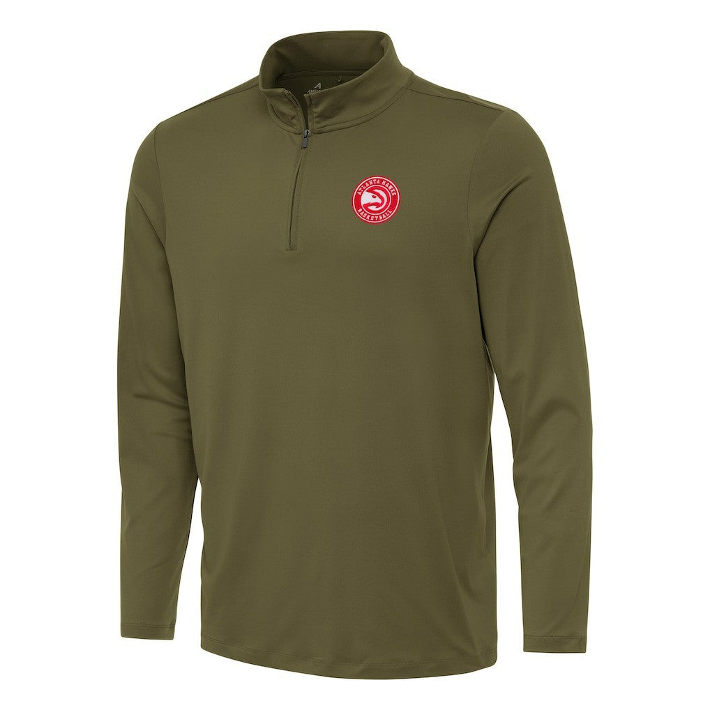 Olive Atlanta Hawks Antigua Reprocess Quarter-Zip Top | NBA