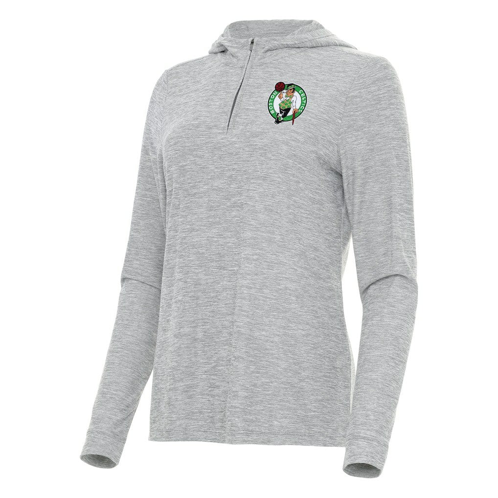 Heather Gray Boston Celtics Antigua Women's Daybreak Quarter-Zip Hoodie | NBA