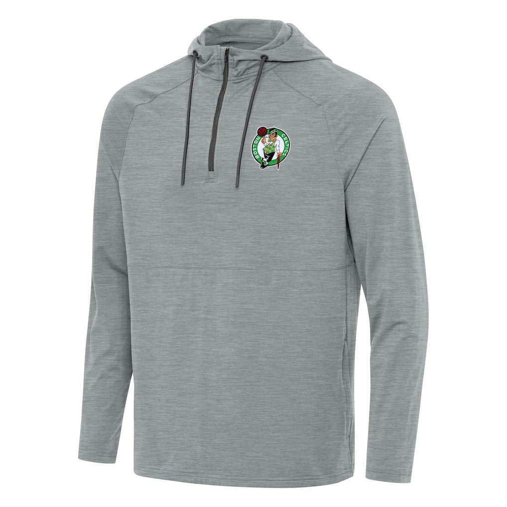 Heather Gray Boston Celtics Antigua Spikes Raglan Quarter-Zip Hoodie | NBA