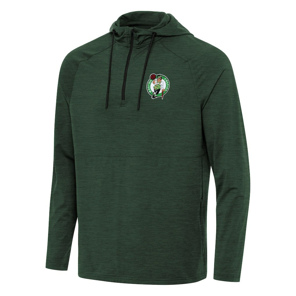 Heather Green Boston Celtics Antigua Spikes Raglan Quarter-Zip Hoodie | NBA