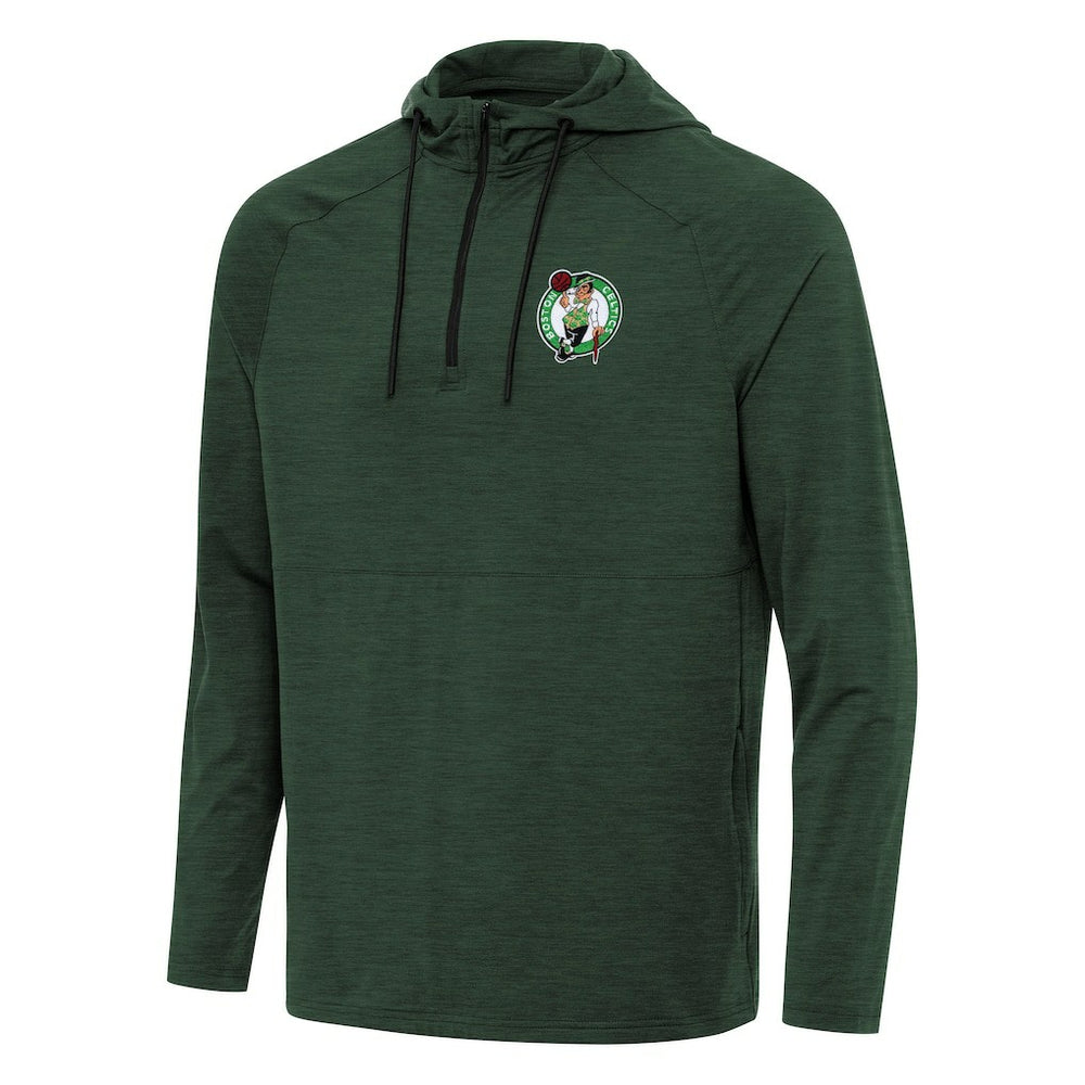 Heather Green Boston Celtics Antigua Spikes Raglan Quarter-Zip Hoodie | NBA