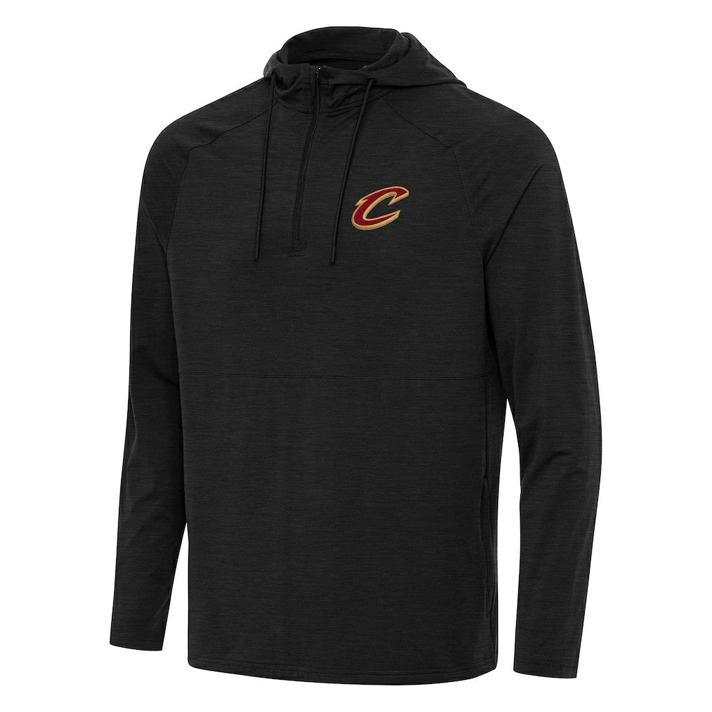 Heather Black Cleveland Cavaliers Antigua Spikes Raglan Quarter-Zip Hoodie sale | NBA