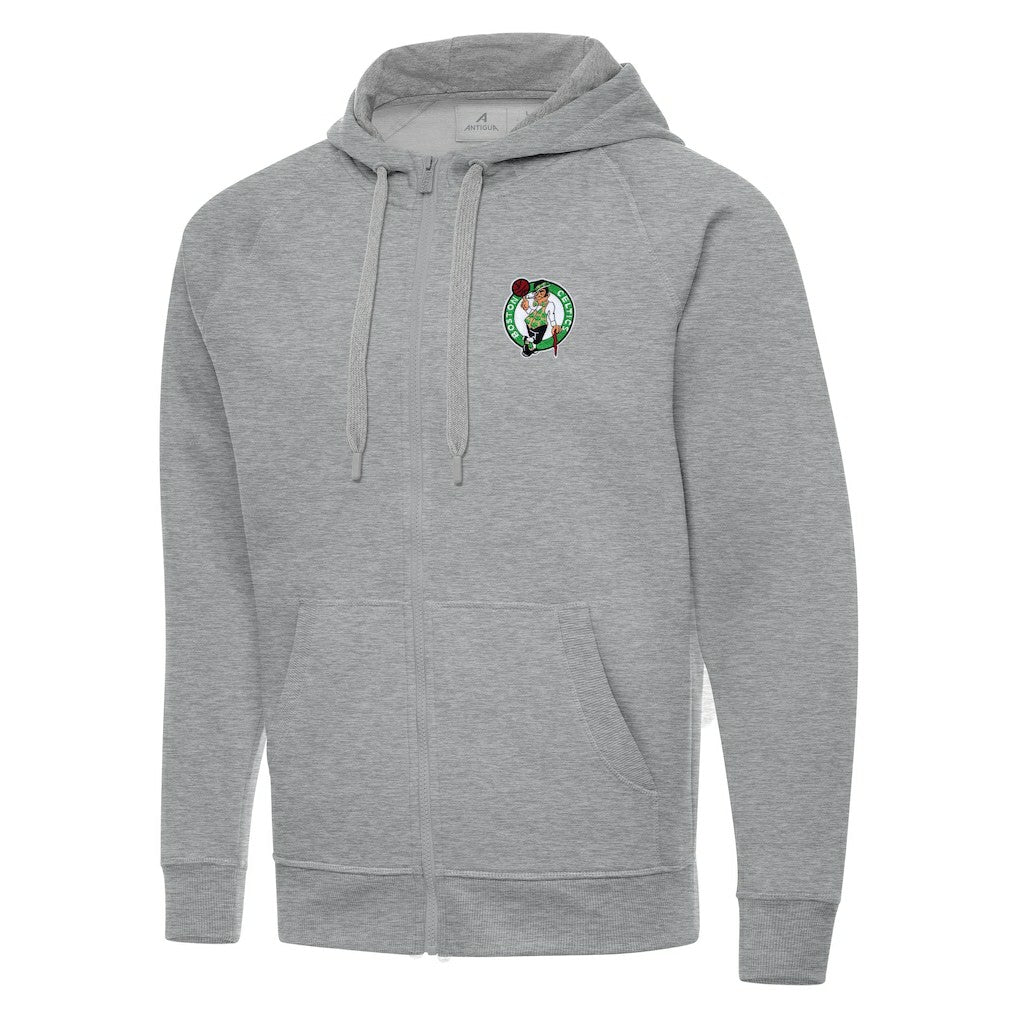 Heather Gray Boston Celtics Antigua Big & Tall Victory Full-Zip Hoodie Jacket | NBA