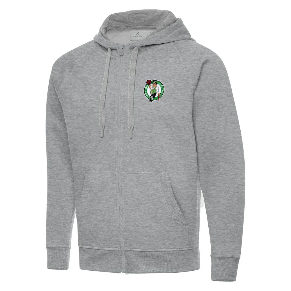 Heather Gray Boston Celtics Antigua Big & Tall Victory Full-Zip Hoodie Jacket | NBA