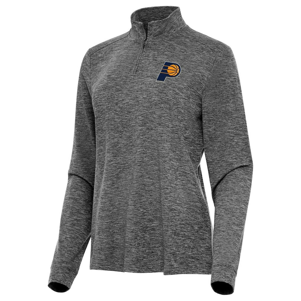 Heather Black Indiana Pacers Antigua Women's Mentor Quarter-Zip Mock Long Sleeve Top | NBA
