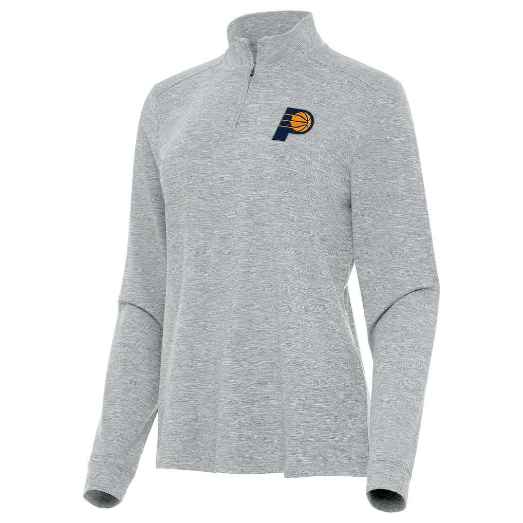 Heather Gray Indiana Pacers Antigua Women's Mentor Quarter-Zip Mock Long Sleeve Top | NBA