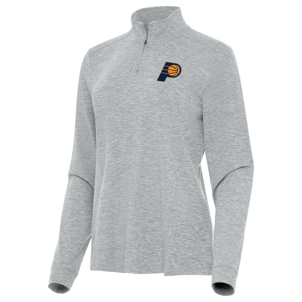 Heather Gray Indiana Pacers Antigua Women's Mentor Quarter-Zip Mock Long Sleeve Top | NBA