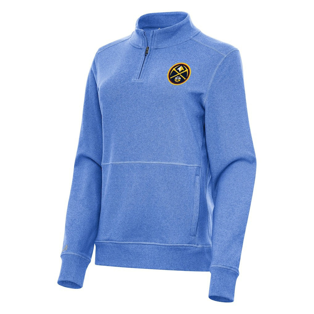 Heather Royal Denver Nuggets Antigua Women's Crush Quarter-Zip Fleece Sweatshirt sale | NBA