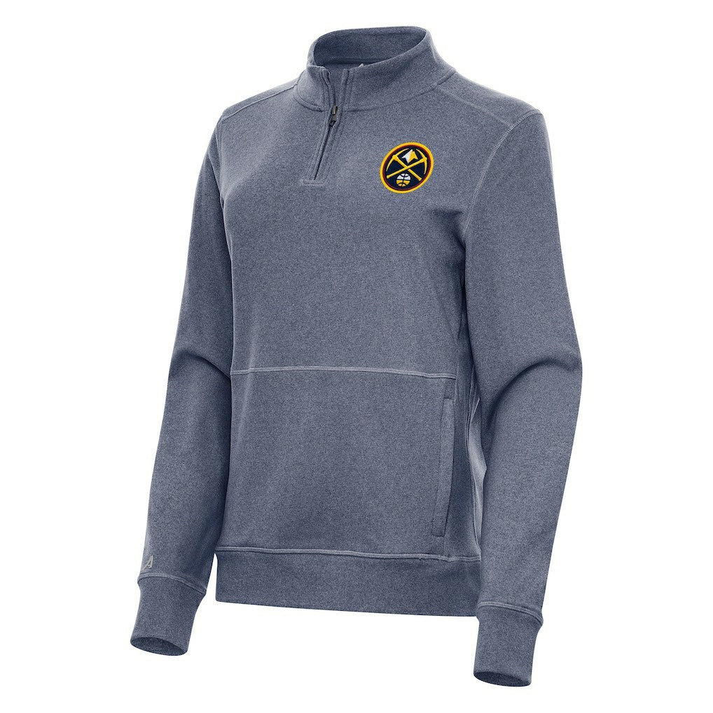 Heather Navy Denver Nuggets Antigua Women's Crush Quarter-Zip Fleece Sweatshirt sale | NBA