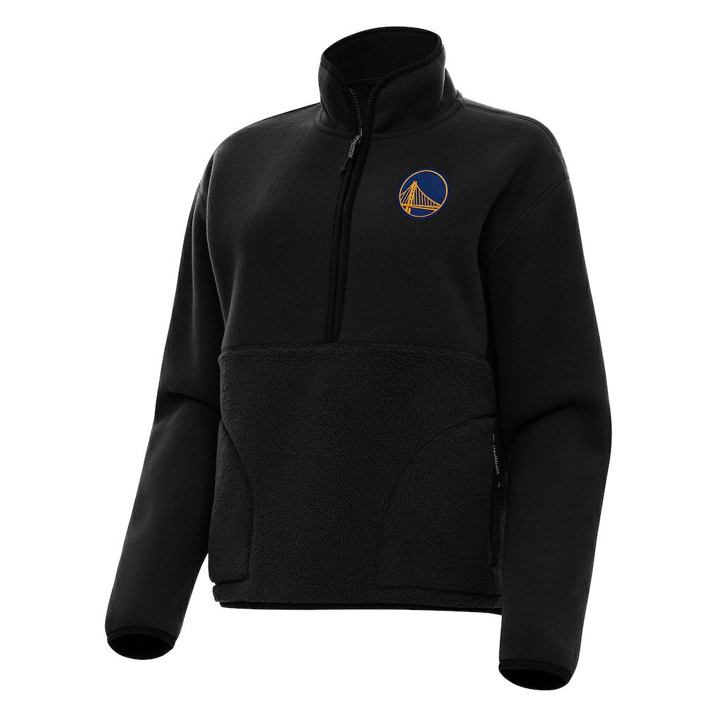 Black Golden State Warriors Antigua Women's Figure Half-Zip Pullover Sweatshirt sale | NBA