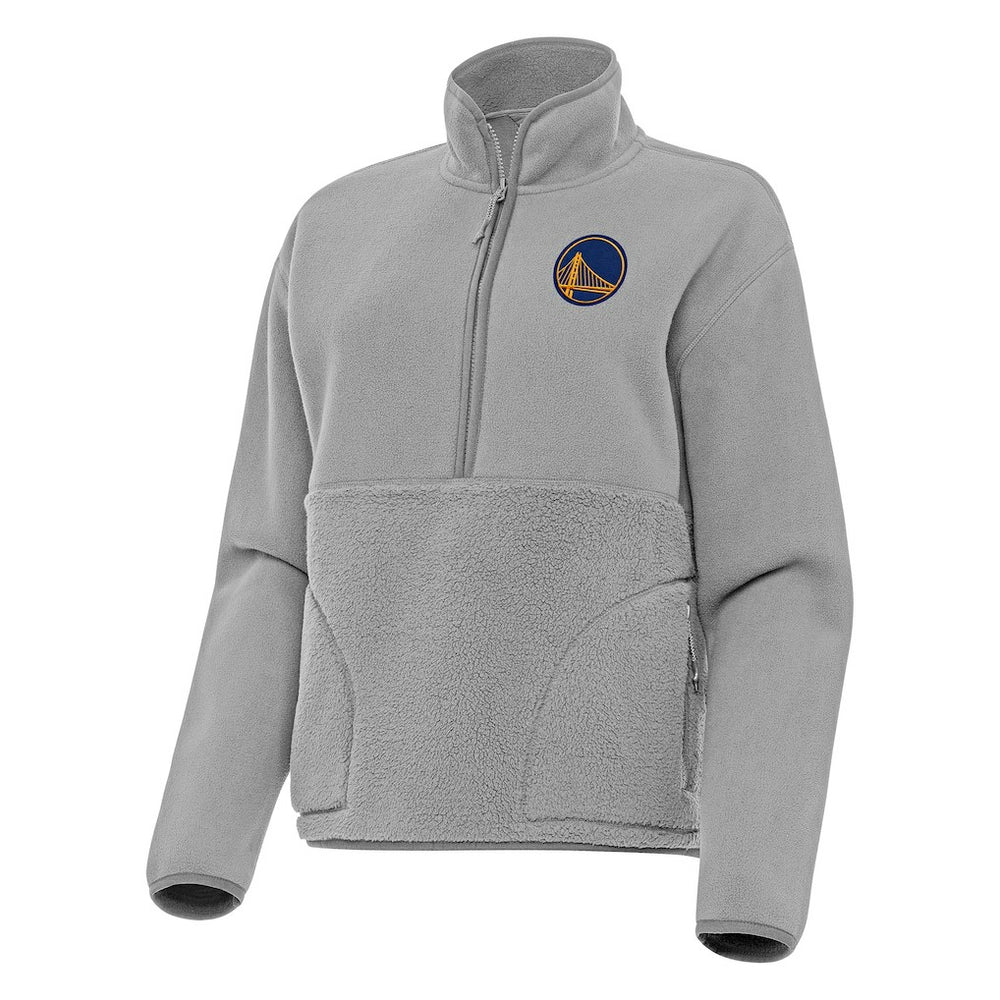 Gray Golden State Warriors Antigua Women's Figure Half-Zip Pullover Sweatshirt sale | NBA