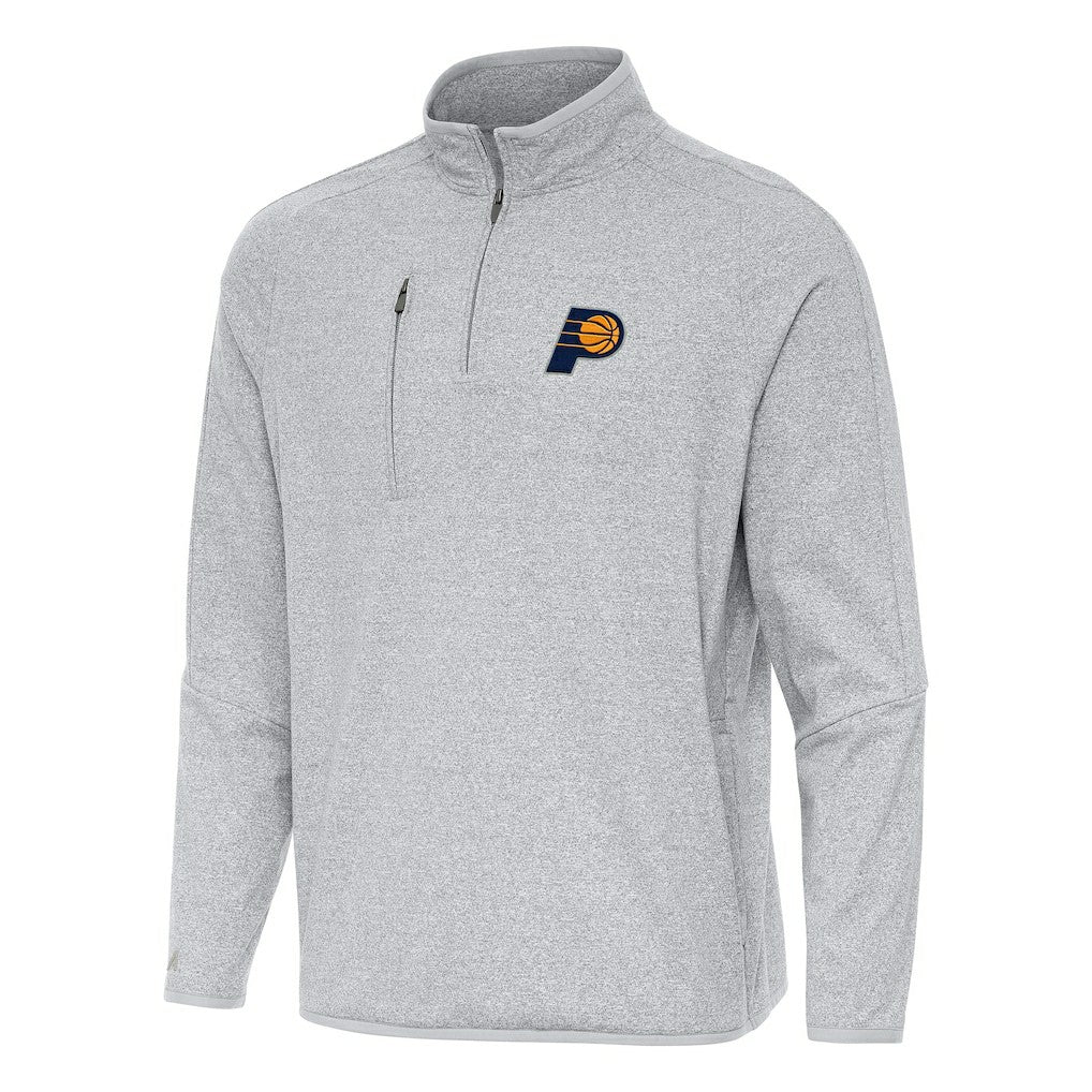 Heather Gray Indiana Pacers Antigua Certain Quarter-Zip Tri-Blend Sweatshirt | NBA