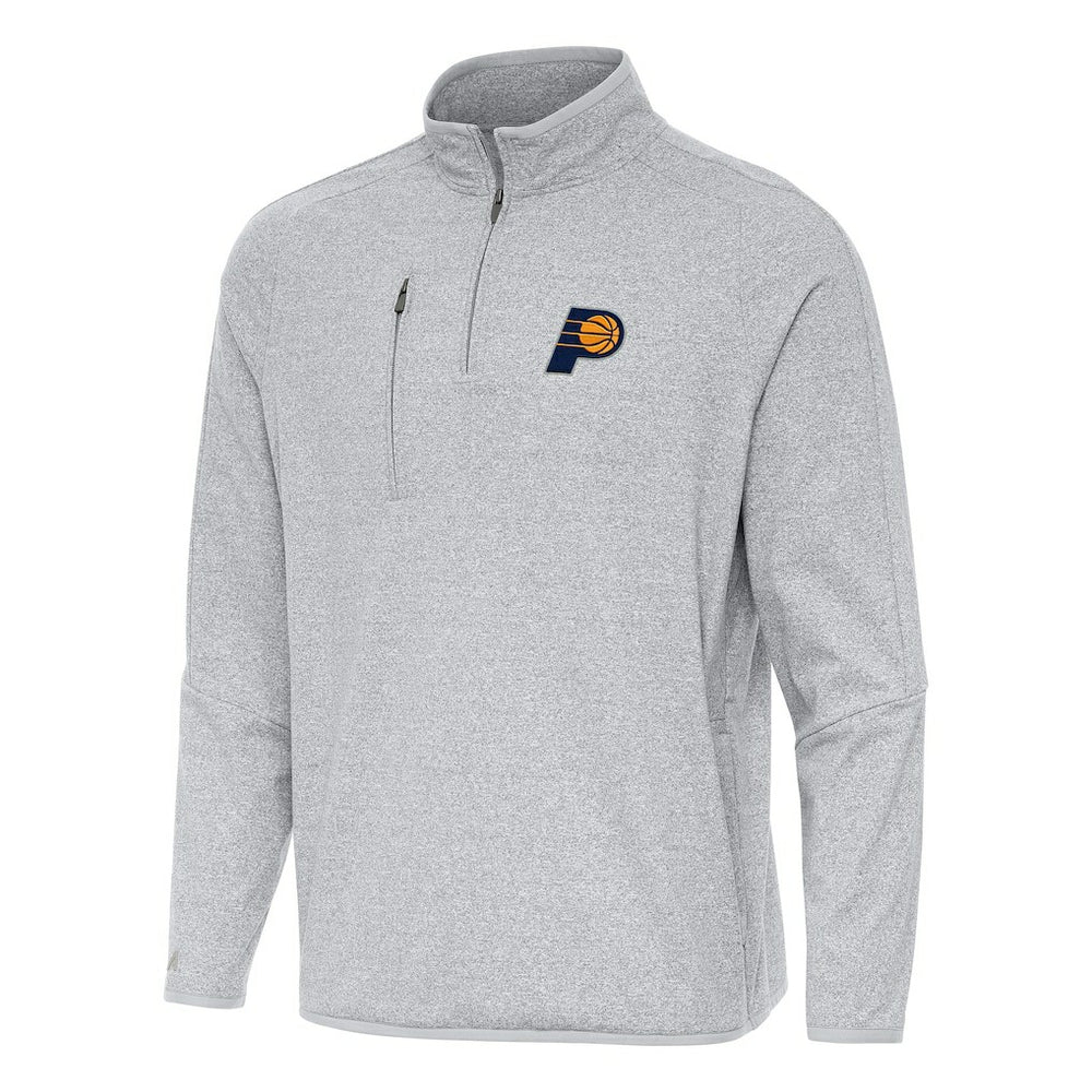 Heather Gray Indiana Pacers Antigua Certain Quarter-Zip Tri-Blend Sweatshirt | NBA