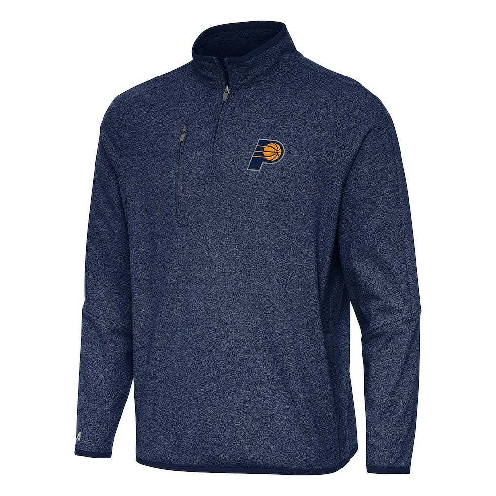 Heather Navy Indiana Pacers Antigua Certain Quarter-Zip Tri-Blend Sweatshirt | NBA