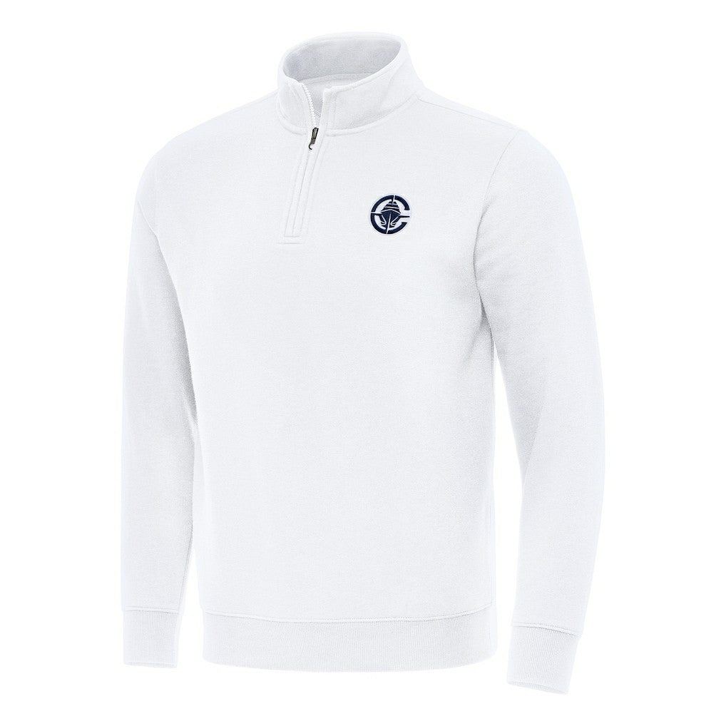 White LA Clippers Antigua Victory Quarter-Zip Mock Sweatshirt | NBA