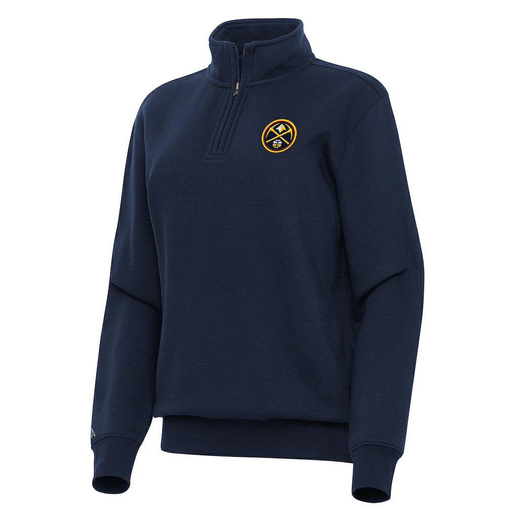 Navy Denver Nuggets Antigua Women's Victory Quarter-Zip Sweatshirt sale | NBA