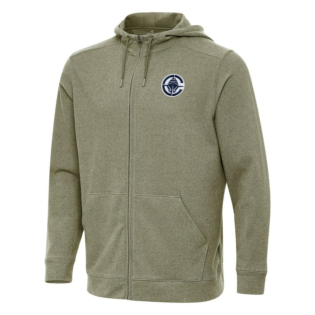 Olive LA Clippers Antigua Effortless Full-Zip Hoodie Jacket | NBA