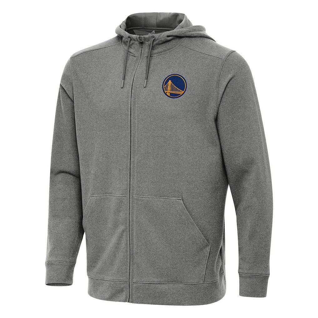 Heather Charcoal Golden State Warriors Antigua Effortless Full-Zip Hoodie Jacket sale | NBA