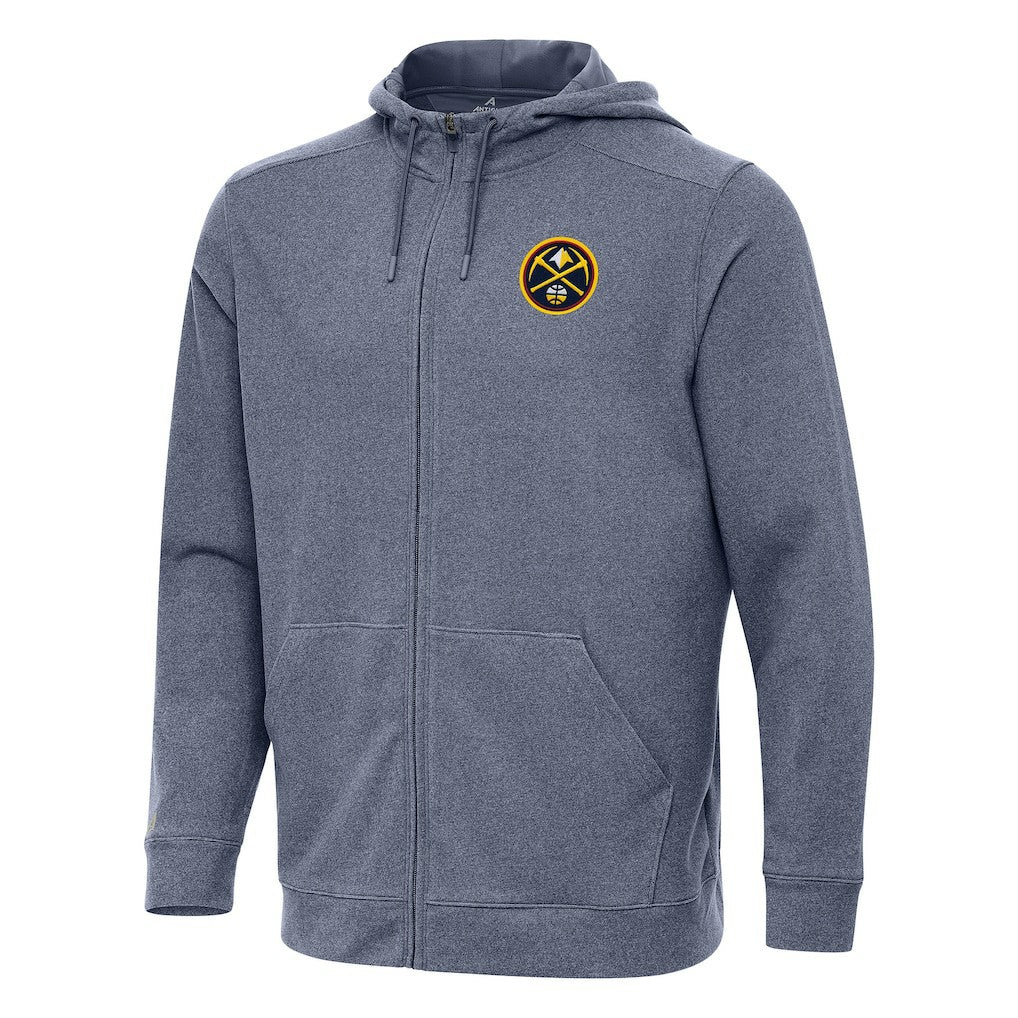 Heather Navy Denver Nuggets Antigua Effortless Full-Zip Hoodie Jacket sale | NBA