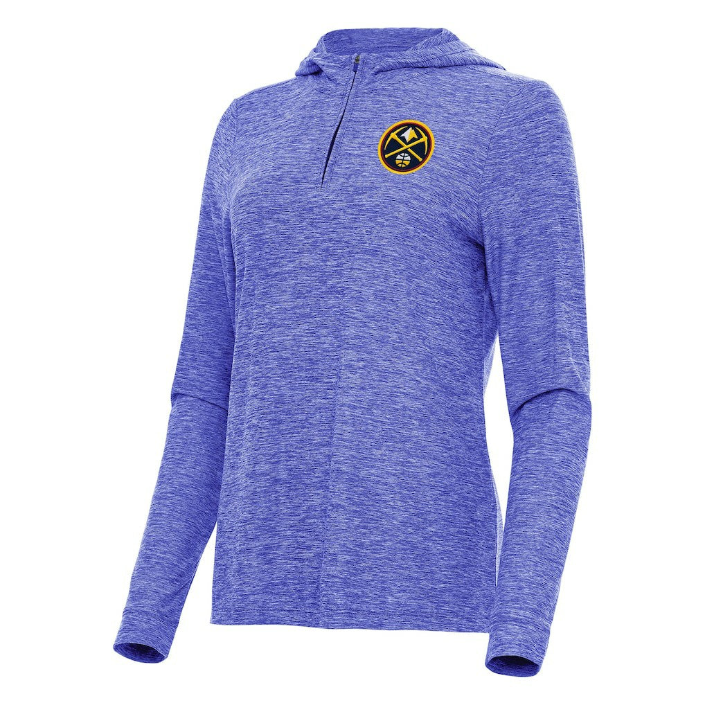 Heather Blue Denver Nuggets Antigua Women's Daybreak Quarter-Zip Hoodie sale | NBA