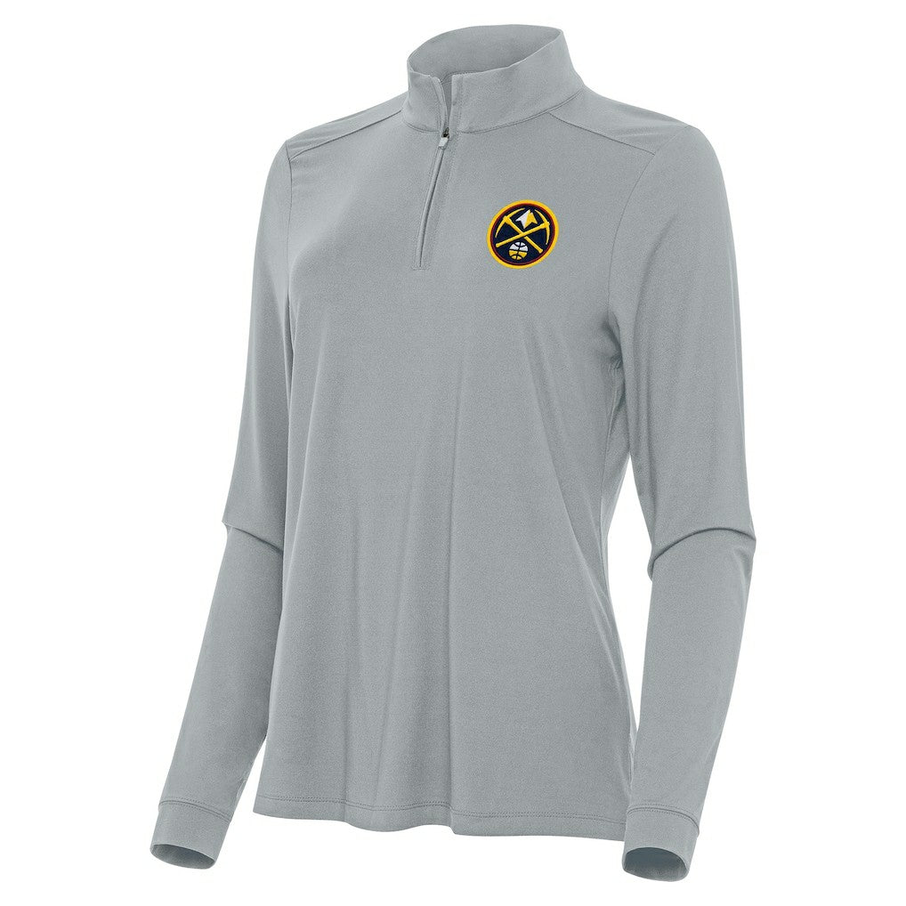 Gray Denver Nuggets Antigua Women's Intent Quarter-Zip Top sale | NBA