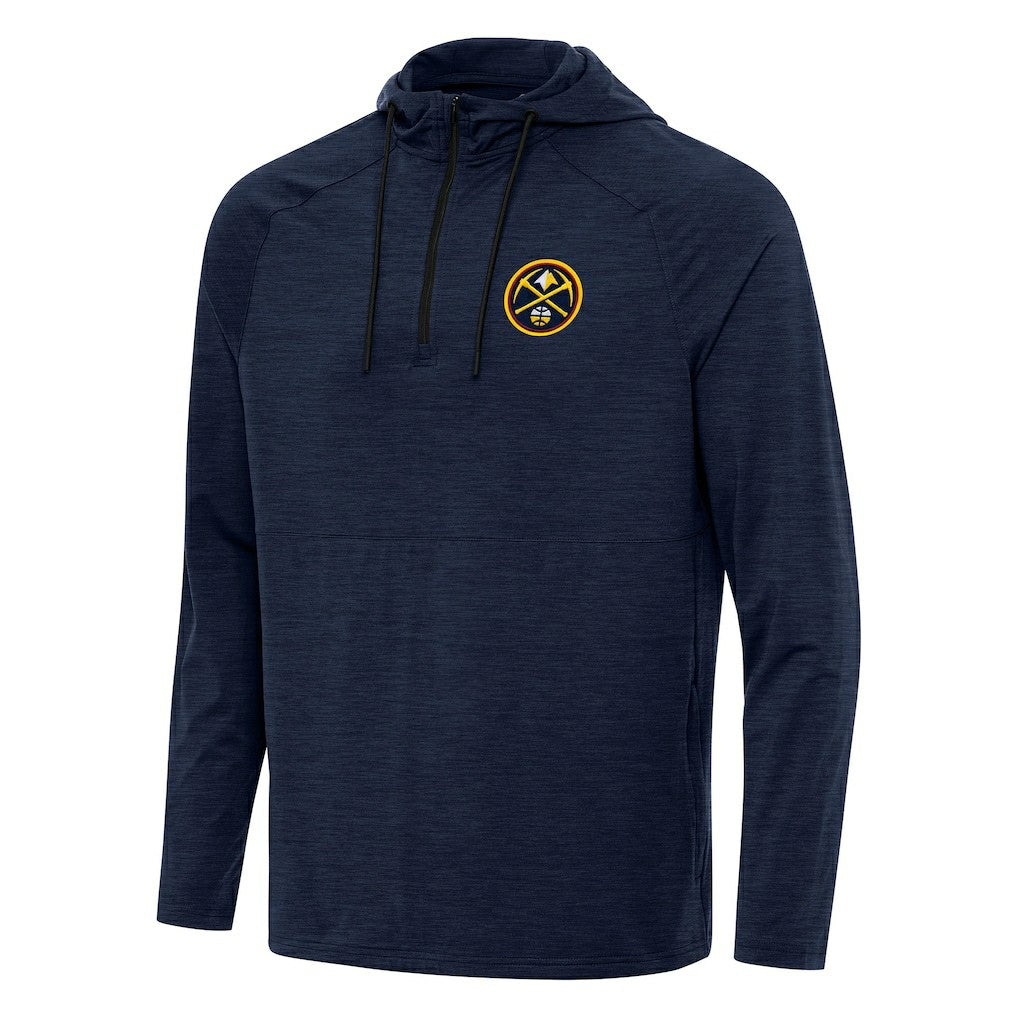 Heather Navy Denver Nuggets Antigua Spikes Raglan Quarter-Zip Hoodie sale | NBA