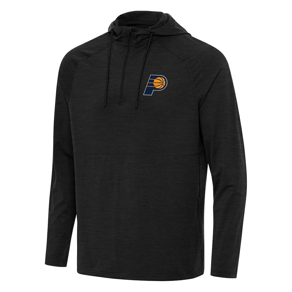 Heather Black Indiana Pacers Antigua Spikes Raglan Quarter-Zip Hoodie | NBA
