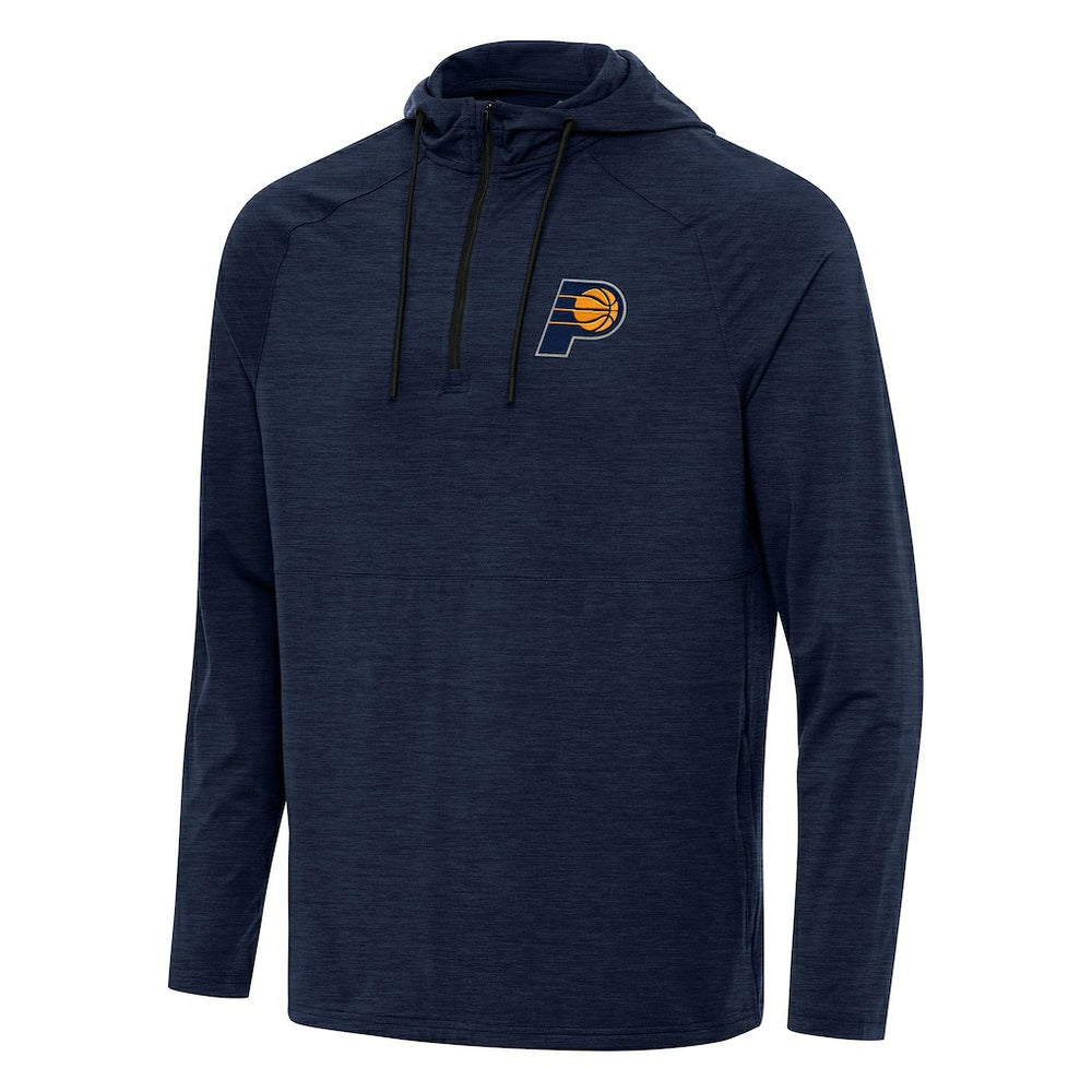 Heather Navy Indiana Pacers Antigua Spikes Raglan Quarter-Zip Hoodie | NBA