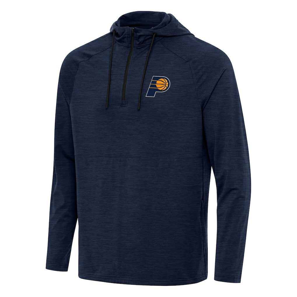 Heather Navy Indiana Pacers Antigua Spikes Raglan Quarter-Zip Hoodie | NBA