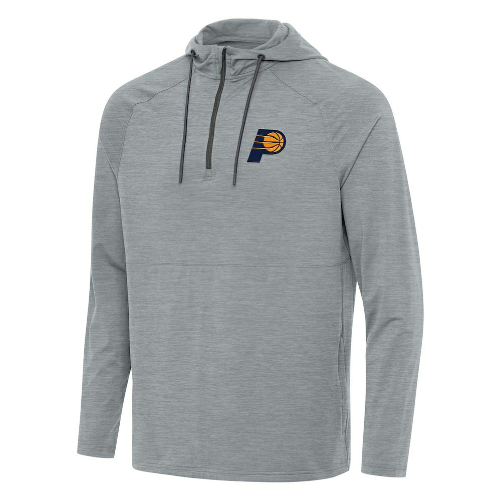 Heather Gray Indiana Pacers Antigua Spikes Raglan Quarter-Zip Hoodie | NBA