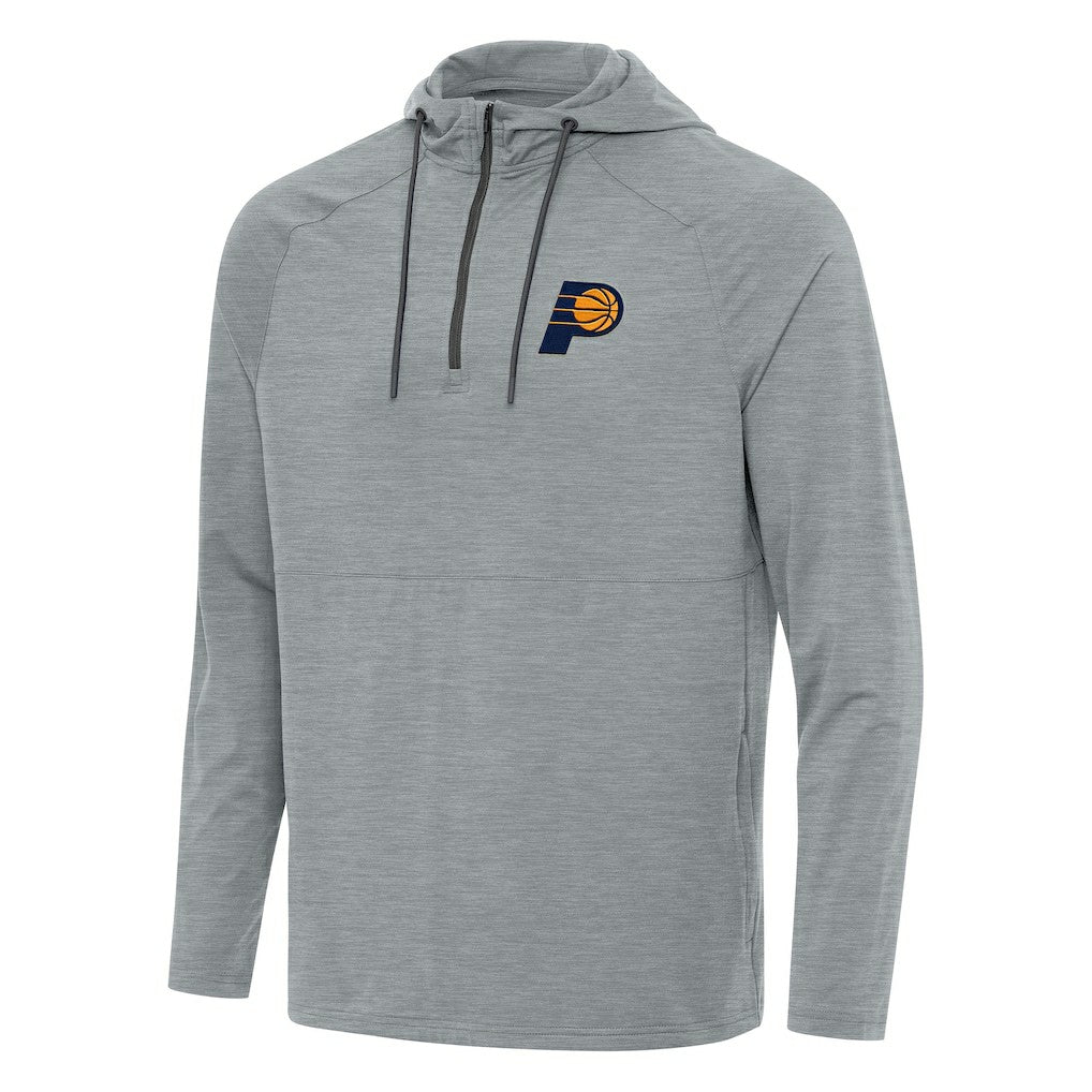 Heather Gray Indiana Pacers Antigua Spikes Raglan Quarter-Zip Hoodie | NBA