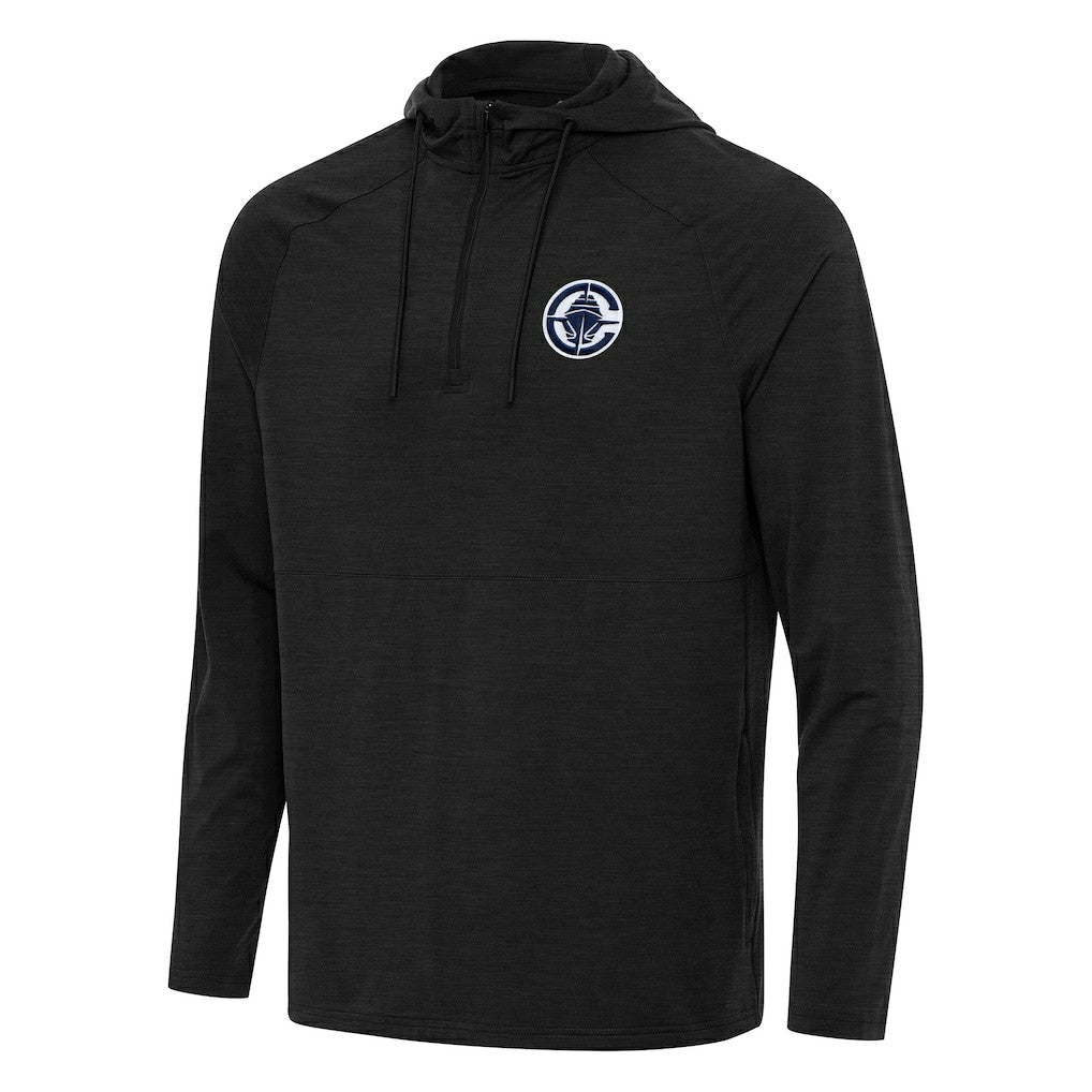 Heather Black LA Clippers Antigua Spikes Raglan Quarter-Zip Hoodie | NBA