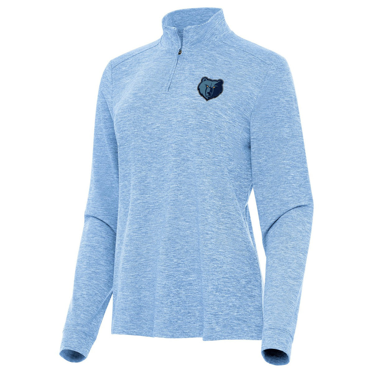 Heather Powder Blue Memphis Grizzlies Antigua Women's Mentor Quarter-Zip Mock Long Sleeve Top | NBA