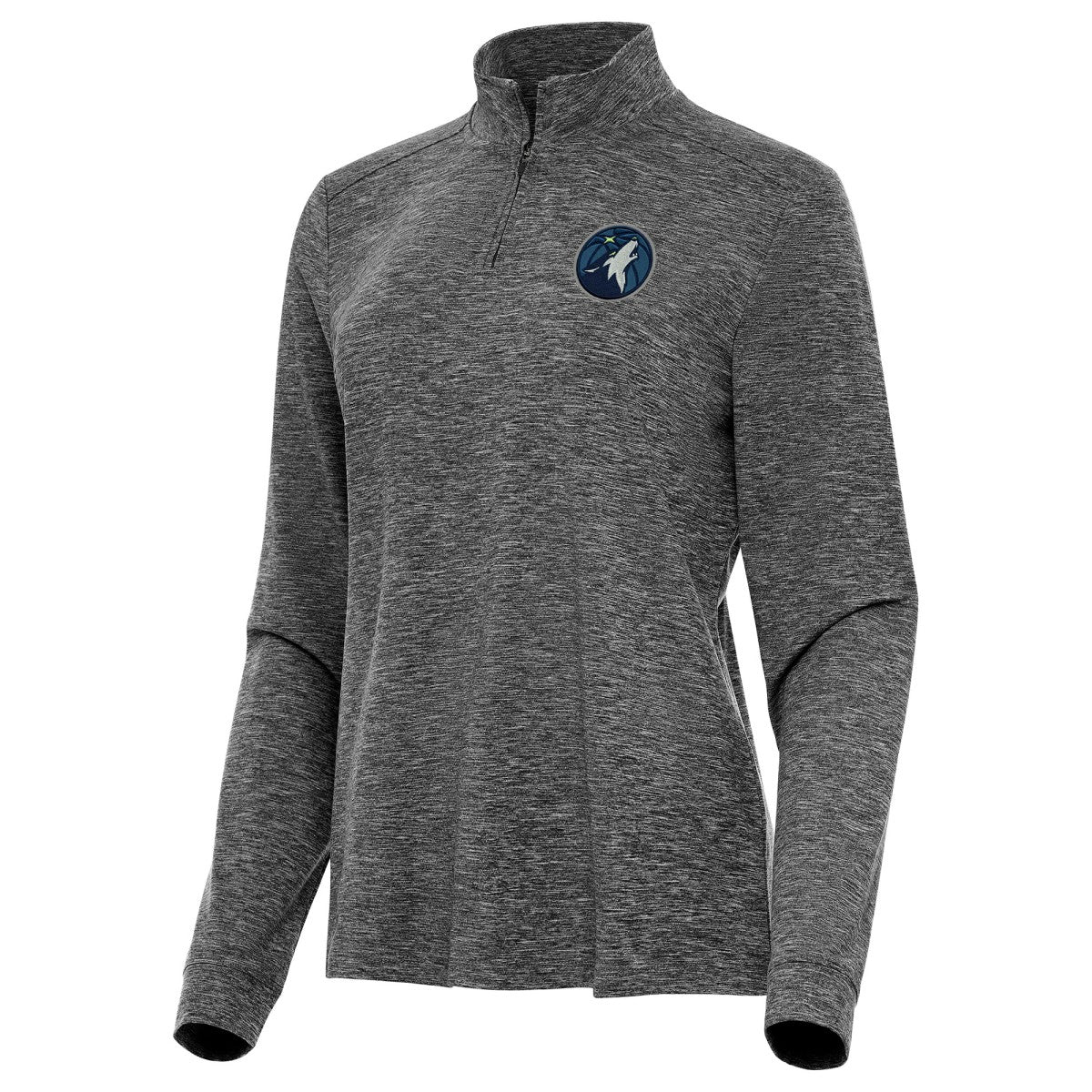 Heather Black Minnesota Timberwolves Antigua Women's Mentor Quarter-Zip Mock Long Sleeve Top | NBA