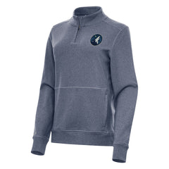 Heather Navy Minnesota Timberwolves Antigua Women's Crush Quarter-Zip Fleece Sweatshirt | NBA