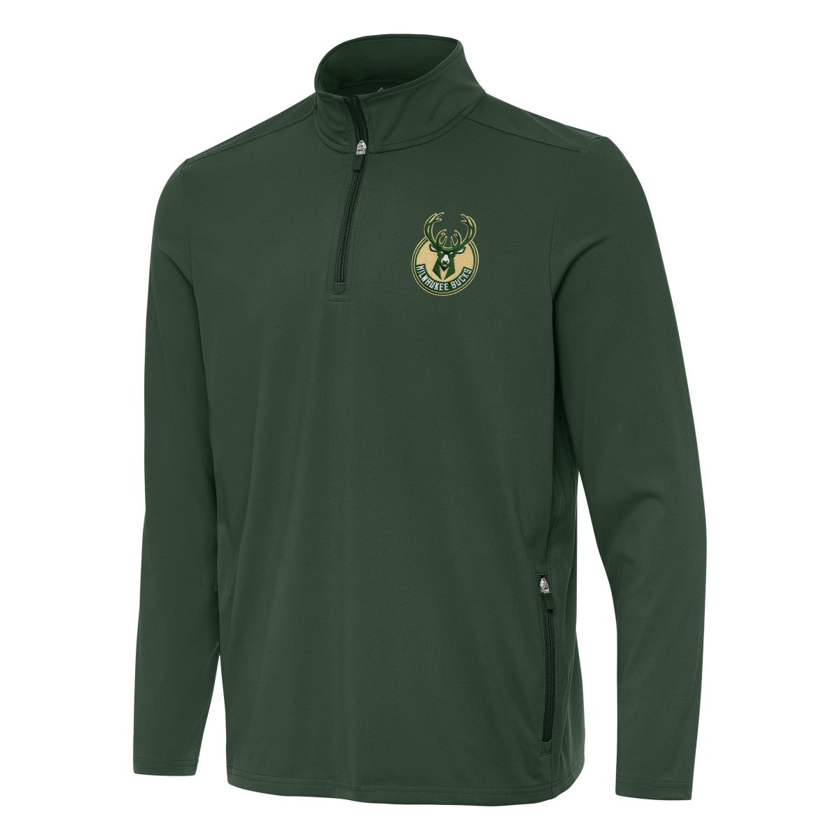 Hunter Green Milwaukee Bucks Antigua Perilous Quarter-Zip Sweatshirt | NBA
