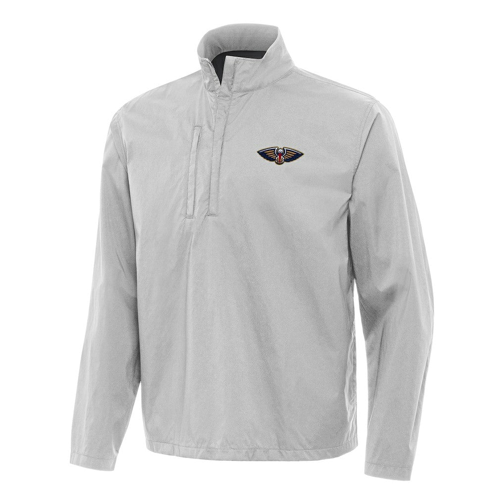 Heather Gray New Orleans Pelicans Antigua Brisk Quarter-Zip Windbreaker | NBA