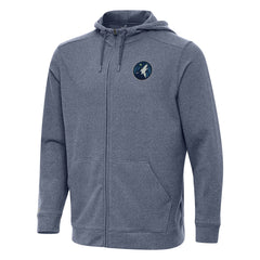 Heather Navy Minnesota Timberwolves Antigua Effortless Full-Zip Hoodie Jacket | NBA